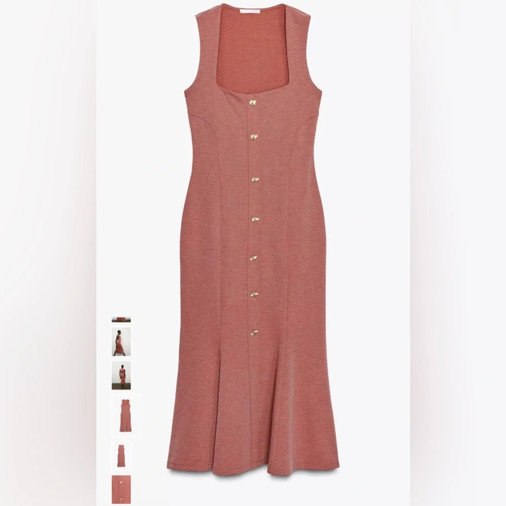 BUTTONED PIQUÉ DRESS - Picture 1 of 12